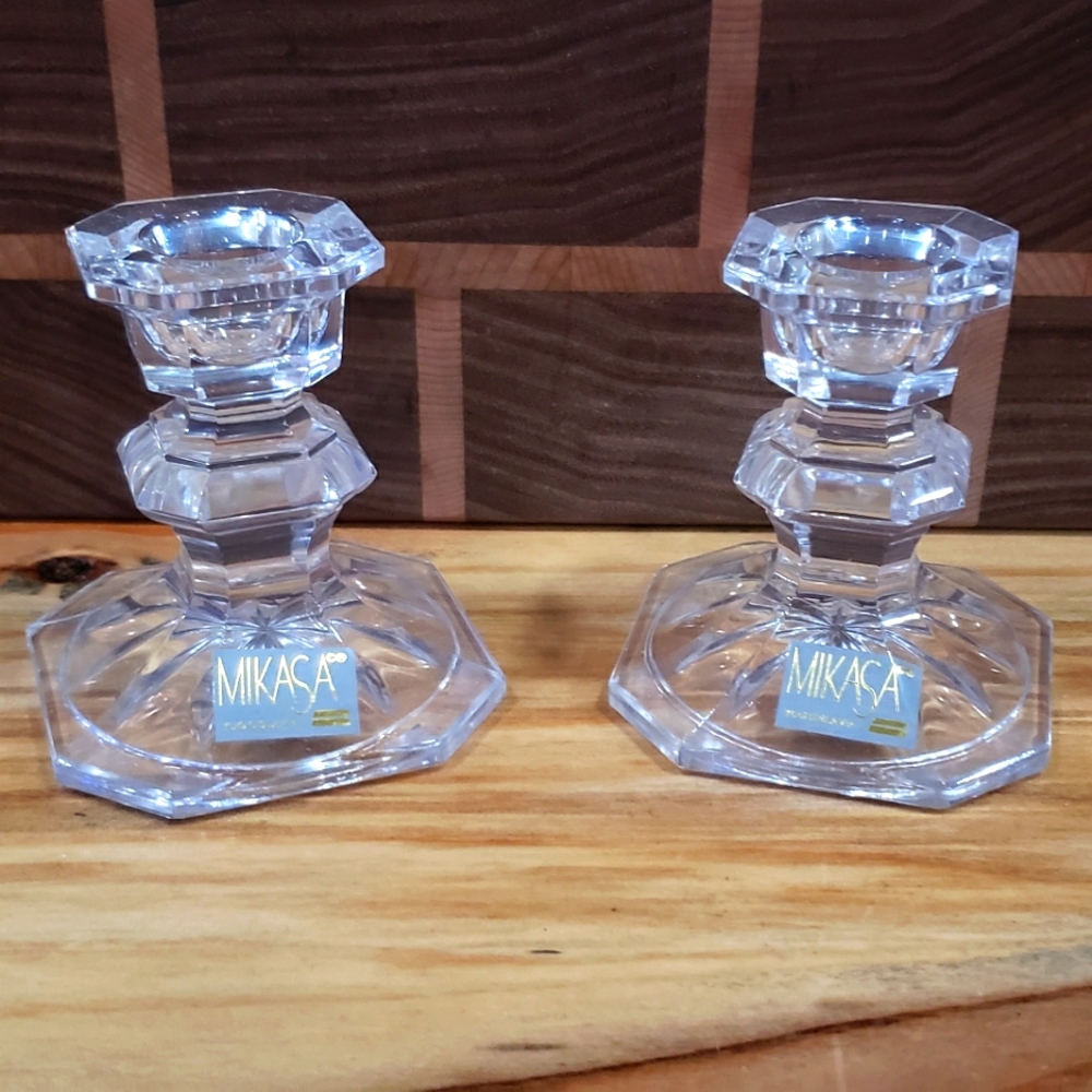 Vintage Yugoslavia Mikasa Edinburgh Crystal Candlestick Holders